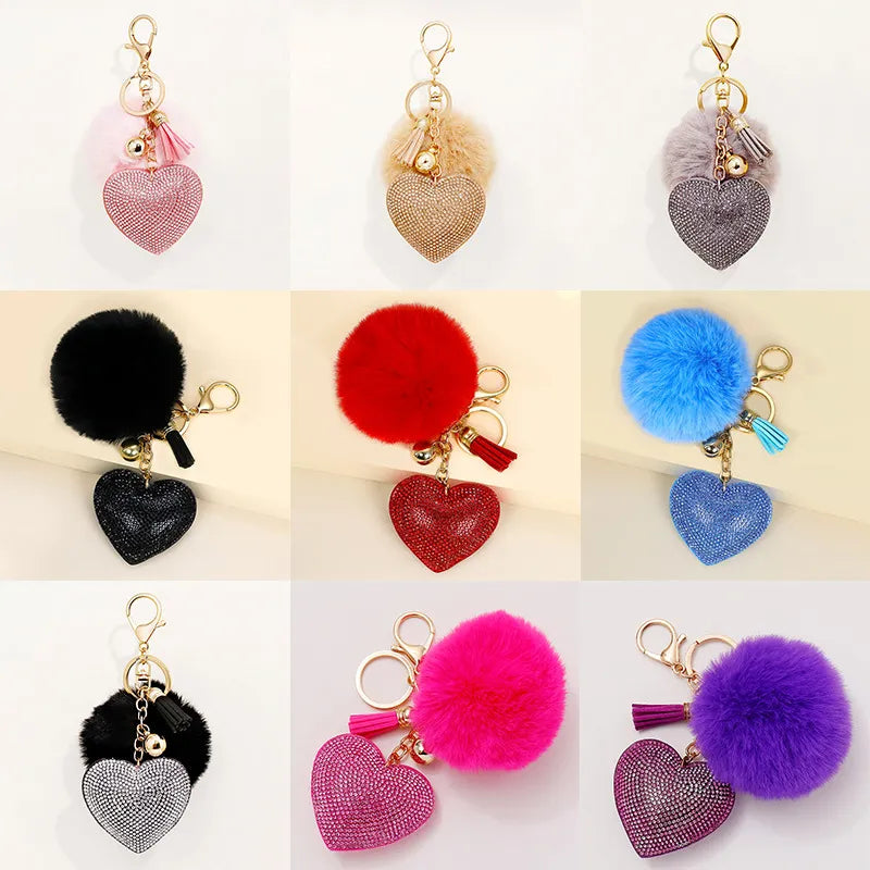 Rhinestone Heart Keychains