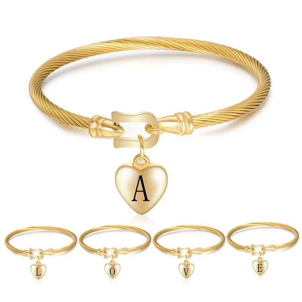 Initial Stainless Steel Bracelet