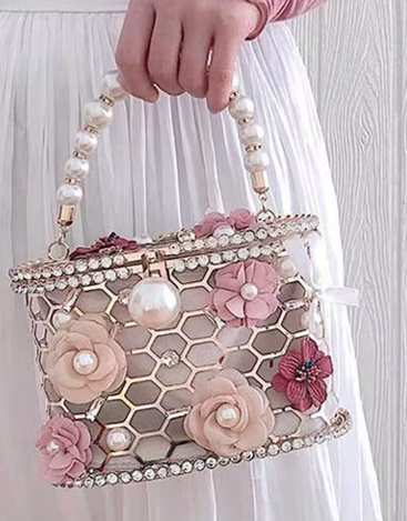 Pearl Luxury Evening Handbag - BEIGE