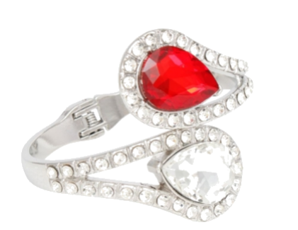 Red and Clear Teardrop Crystal Cuff Bracelet