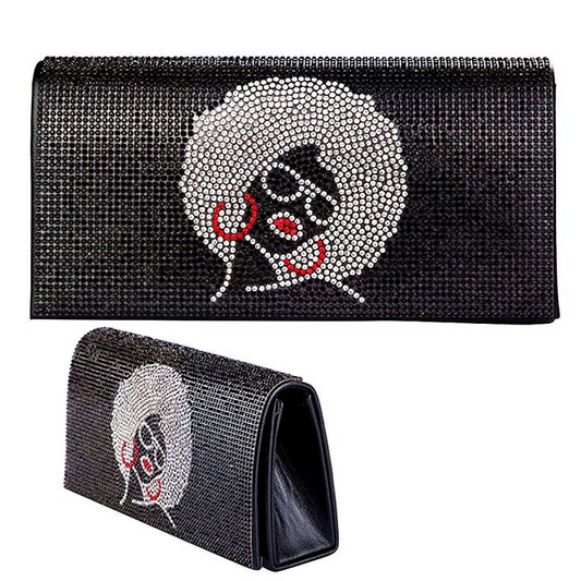 Afro Girl Rhinestone Clutch