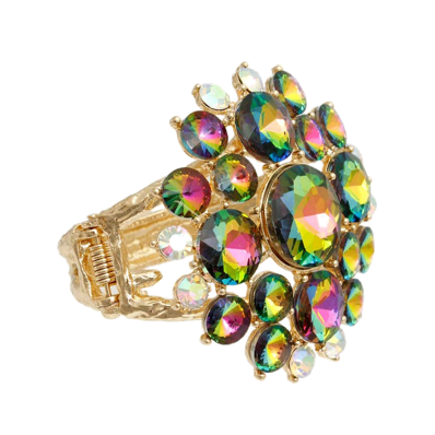 Pink Green Round Crystalc Chunky Cuff