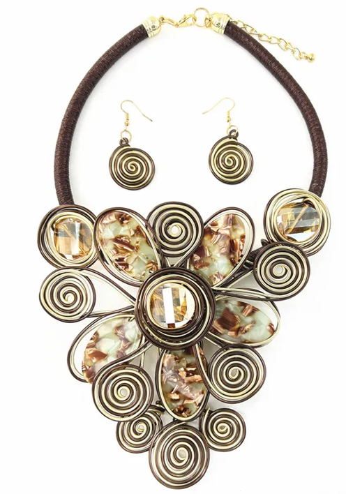 Exaggerated Baroque Style Flower Spiral Resin Women's Jewelry Set