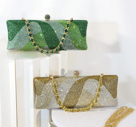 New Ladies Shining Luxury Full Rhinestone Evening Chain Bag