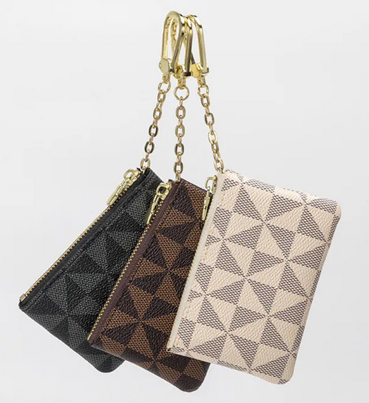 Women's Geometric Pu Leather Zipper Coin Wallet