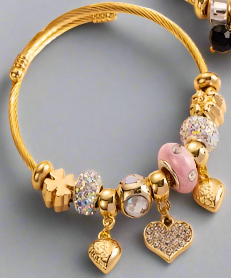 Heart pink gold bracelet