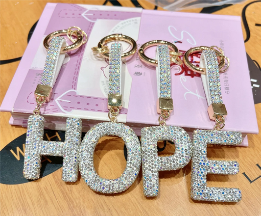 Initial Rhinestone Keychain Purse Charm