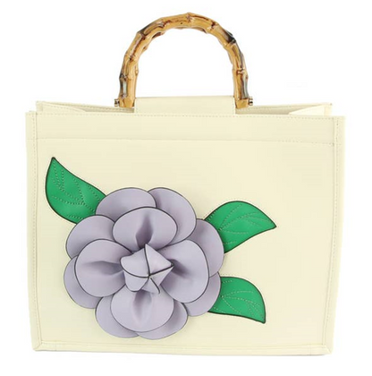 Women Flower Satchel Evening Purse Top Handle - LAVENDER/PURPLE