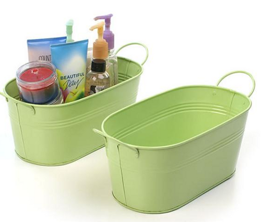 Light Green Oval Metal Basket