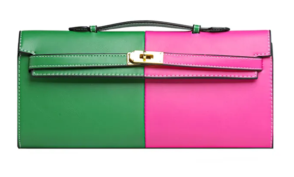 Women's Medium Pu Leather Color Block Vintage Style Classic Square Loc ...
