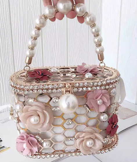 Pearl Luxury Evening Handbag - BEIGE