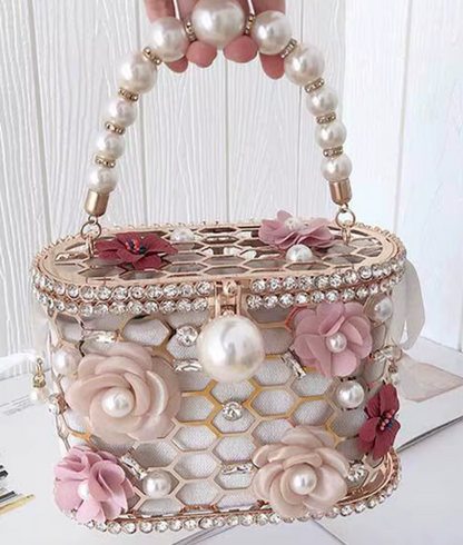 Pearl Luxury Evening Handbag - BEIGE