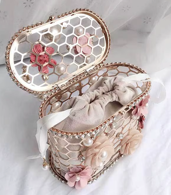 Pearl Luxury Evening Handbag - BEIGE