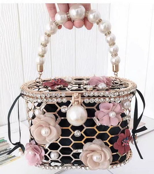 Pearl Luxury Evening Handbag - BLACK