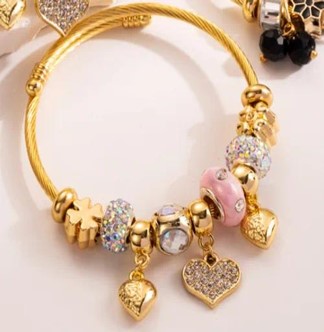 Heart pink gold bracelet