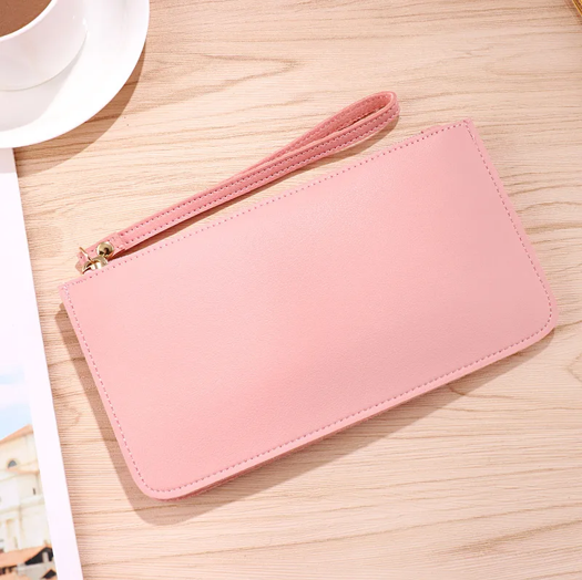 Pink Pu Leather Zipper Wallet