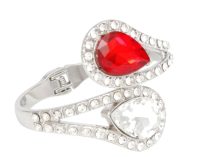 Red and Clear Teardrop Crystal Cuff Bracelet