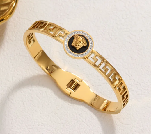 Retro Punk Geometric Titanium Steel Diamond Bracelet