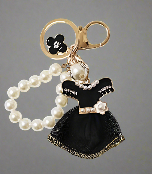 Black Dress Pearl Keychain