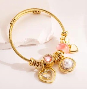 Pink and Pearl Gold Bracelet