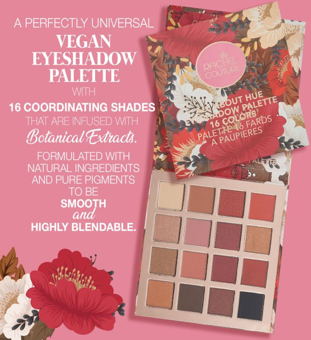Rachel Couture Vegan Eyeshadow Palette with 16 colors - All About Hue